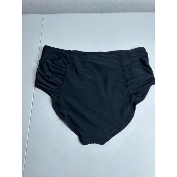 California Waves Plus Shirred Swim Bottoms Size 2 (20/22) Black Tummy Control - Picture 9 of 11